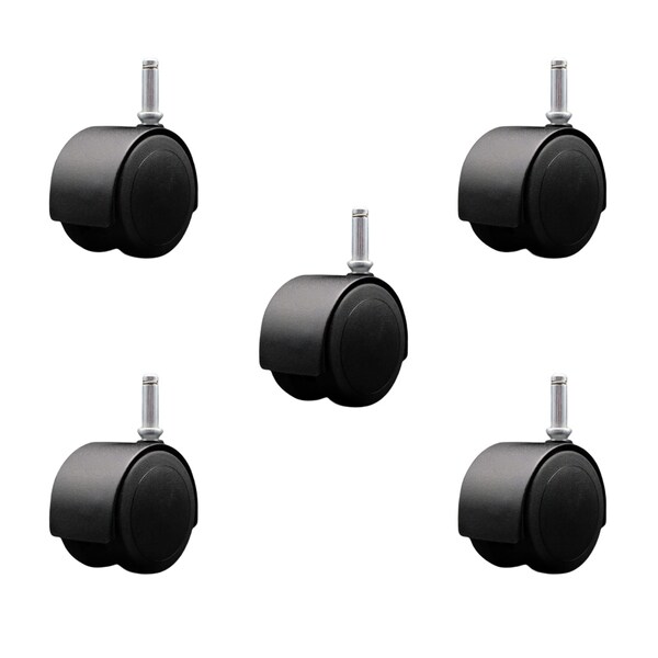 Service Caster 2-3/8'' Floor Safe Black Hooded Twin Wheel Caster Grip Ring Stem, 5PK SCC-GR02S60D-NYU-FB-716X1716-5 - main